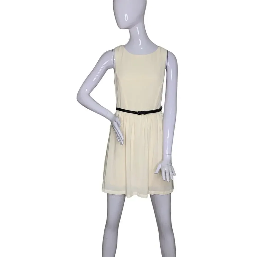 Forever 21 NWT Sheer Dress Sleeveless Cream Hidden Zipper on Back Size S